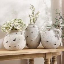 Distressed Effect Grecian Vase White