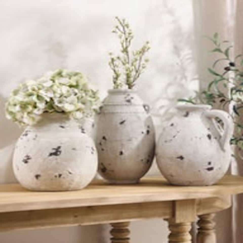 image 1 of Distressed Effect Grecian Vase White