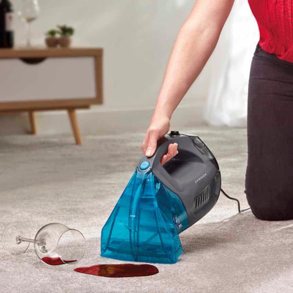 image 1 of Zennox Handheld Carpet and Upholstery Washer Grey & Turquoise