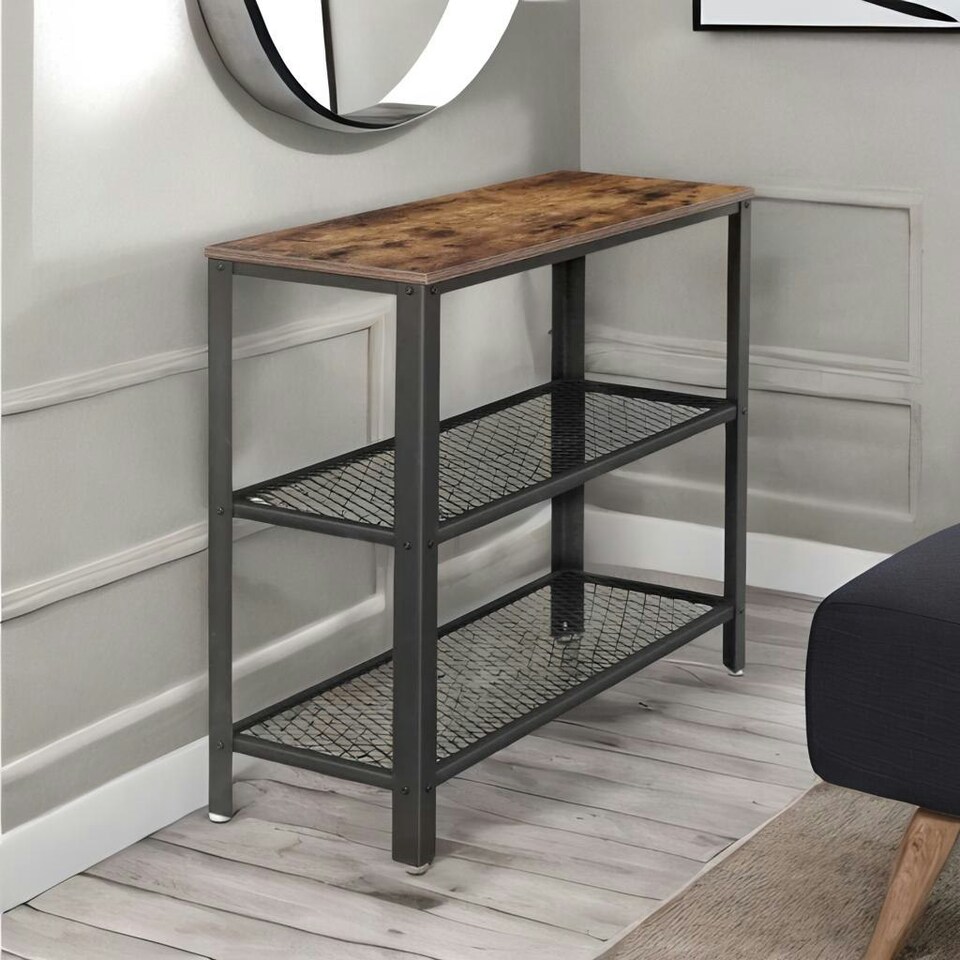 image 1 of 3 Tier Hallway Console Table Rustic Brown Brown