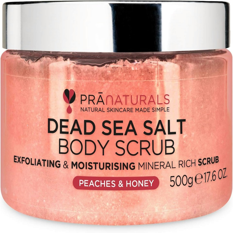image 1 of PraNaturals Dead Sea Salt Body Scrub - Peaches & Honey 500g