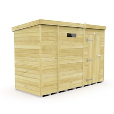 9 x 4 Feet Pent Security Shed - Single Door - Wood - L118 x W276 x H201 cm Brown