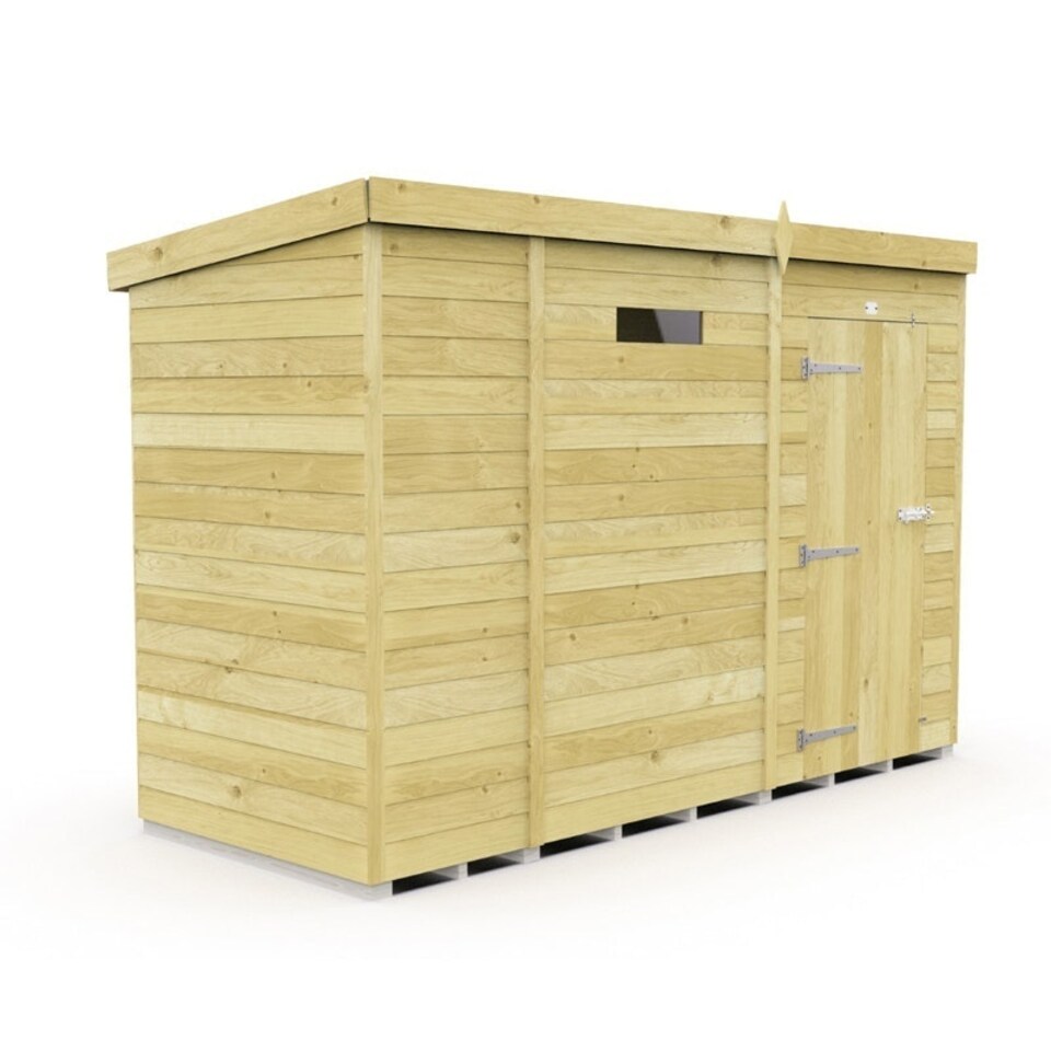 image 1 of 9 x 4 Feet Pent Security Shed - Single Door - Wood - L118 x W276 x H201 cm Brown