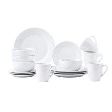 simpa Timeless 16PC Plain White Porcelain Dinner Set