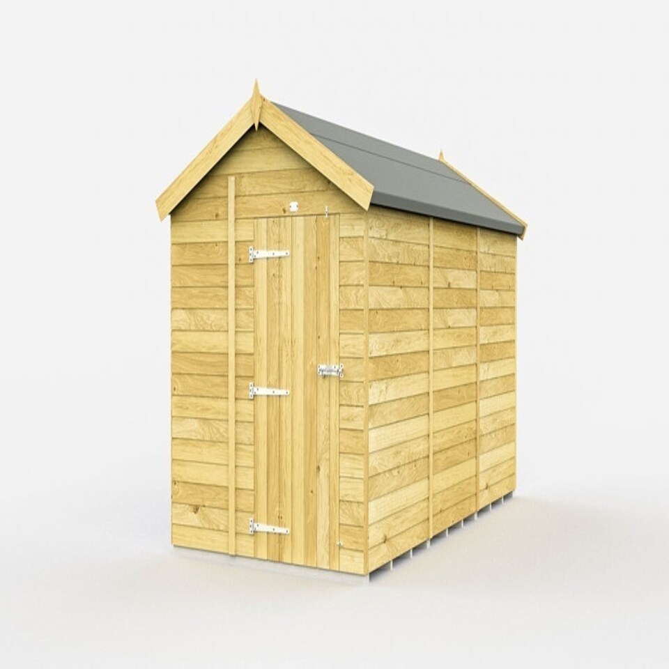 image 1 of 7 x 12 Feet Apex Shed - Single Door Without Windows - Wood - L358 x W214 x H217 cm Brown