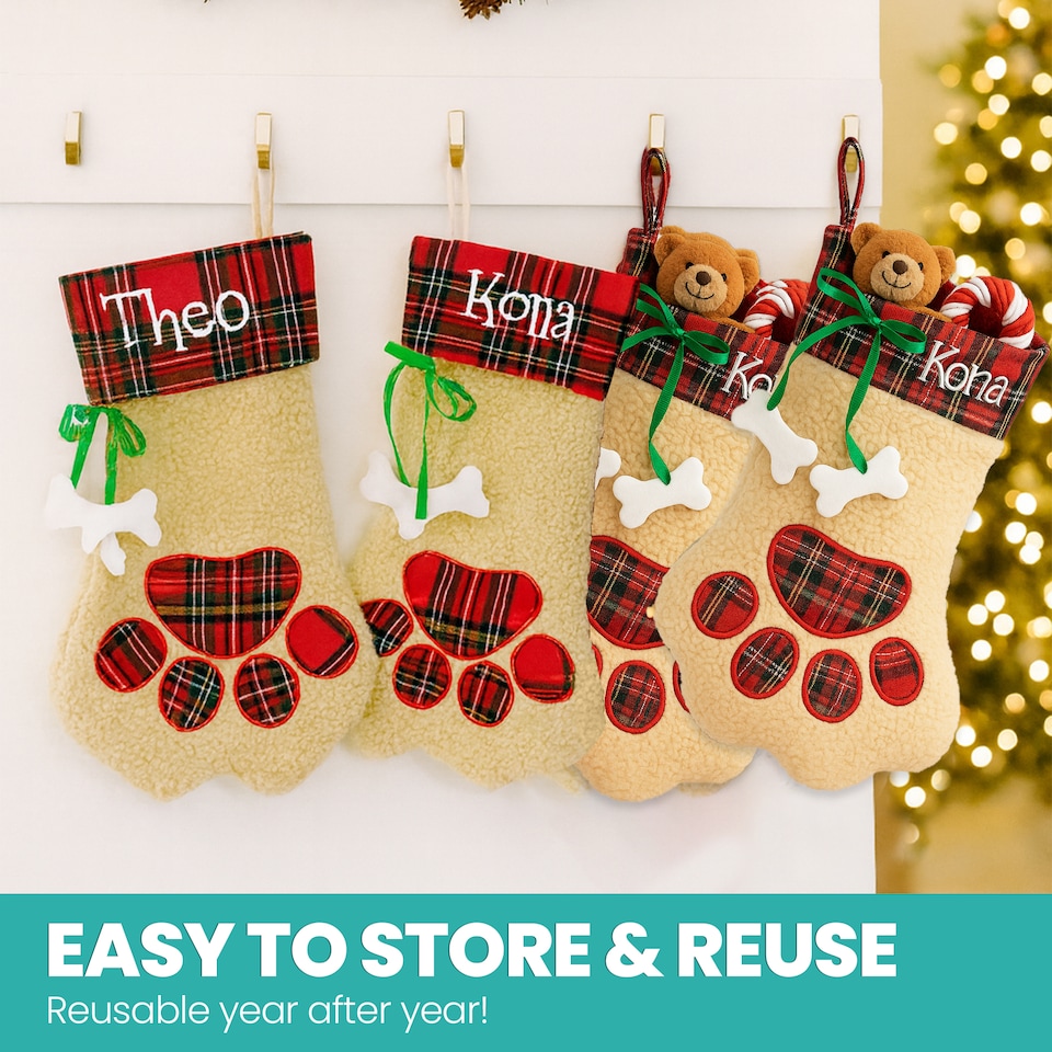 image 1 of Trimming Shop WedDecor Dog Paw Hessian Christmas Stocking for Gifts