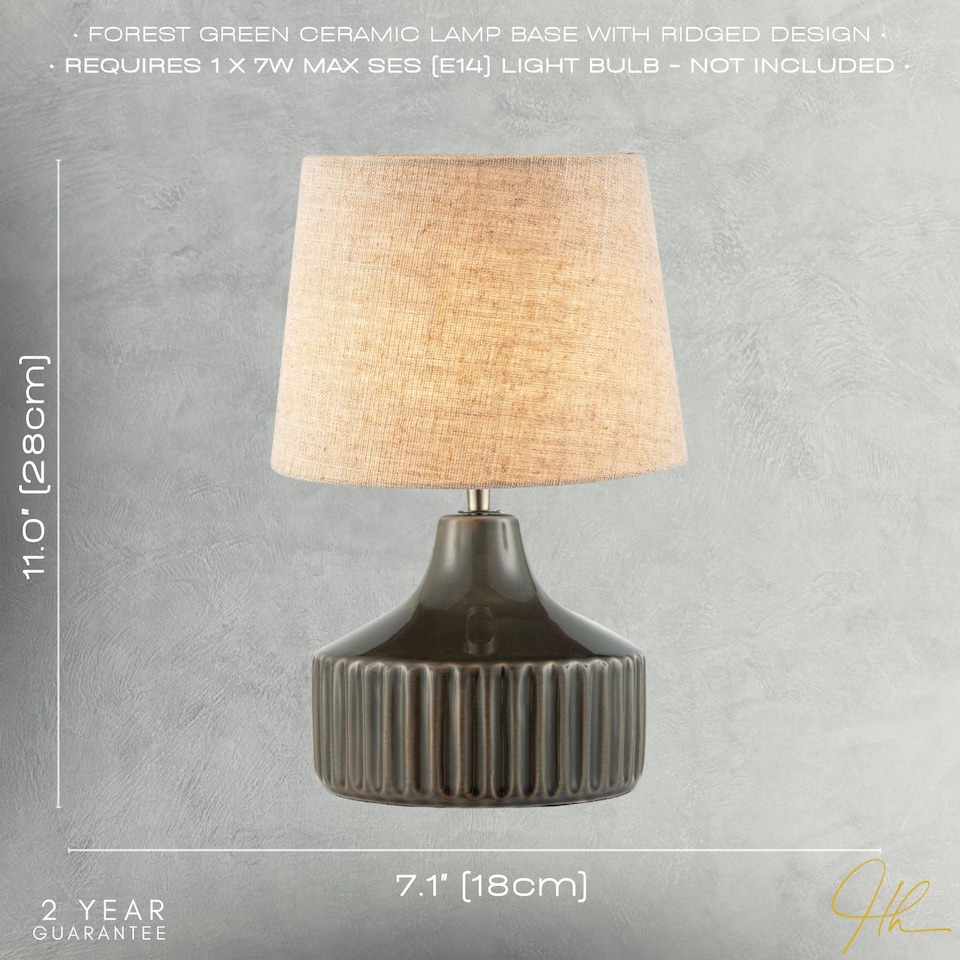image 1 of Deep Forest Green Ceramic Gloss Lamp Base with Brass Lamp Holder