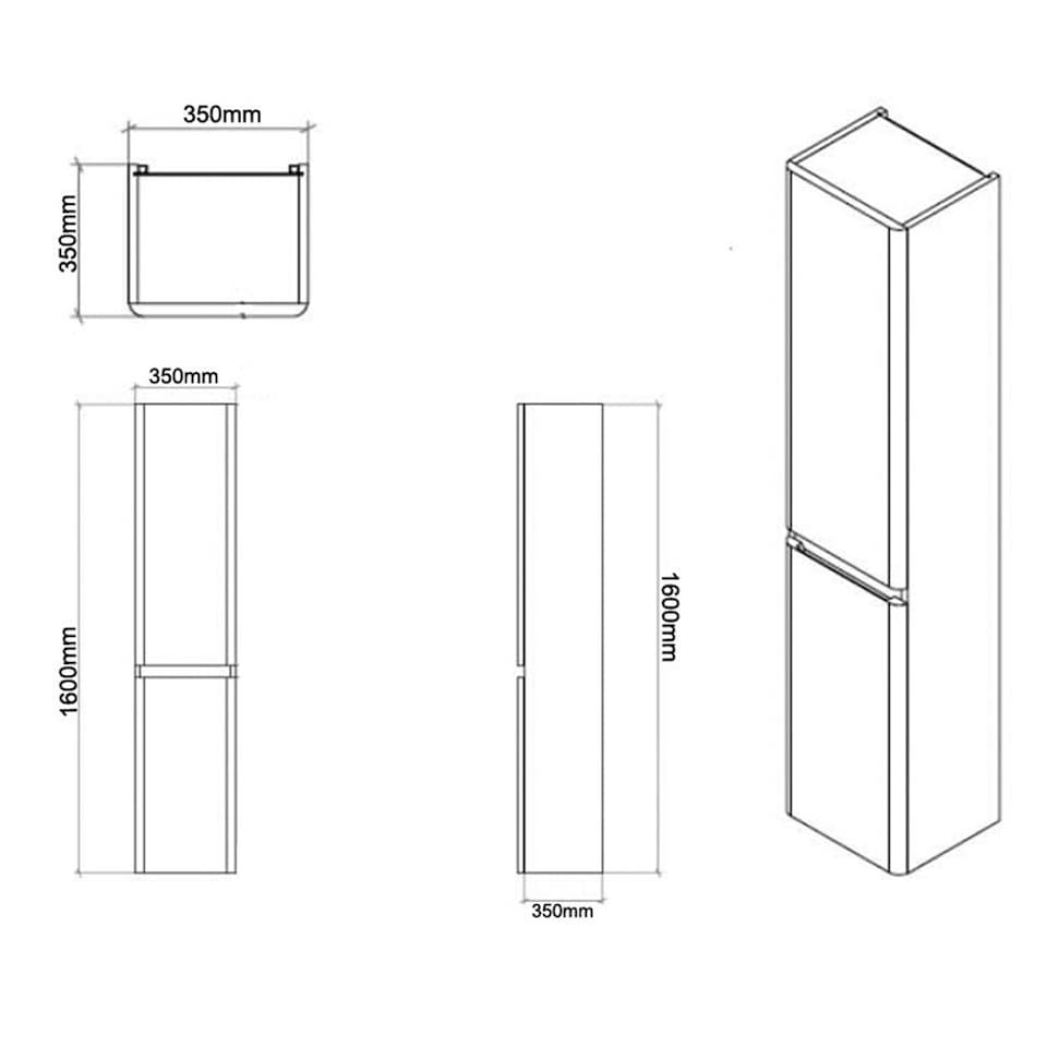image 1 of Bathroom Wall Mounted Tall Storage Unit 350mm Wide - White - (Urban) - Brassware Not Included White