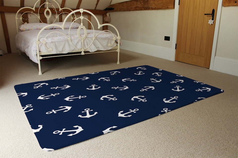 image 1 of Anchors On Navy Rug | Multi