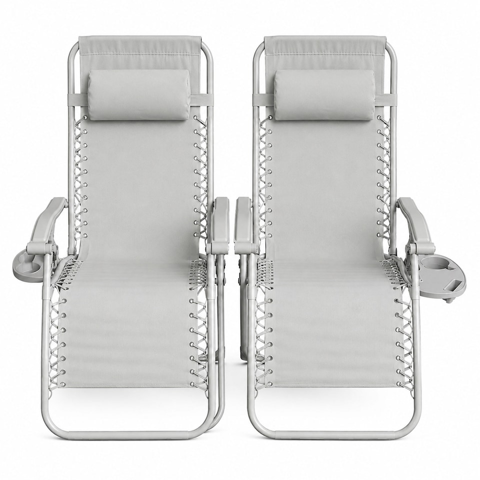 image 1 of Set of 2 Zero Gravity Reclining Foldable Garden Chairs Sun Loungers