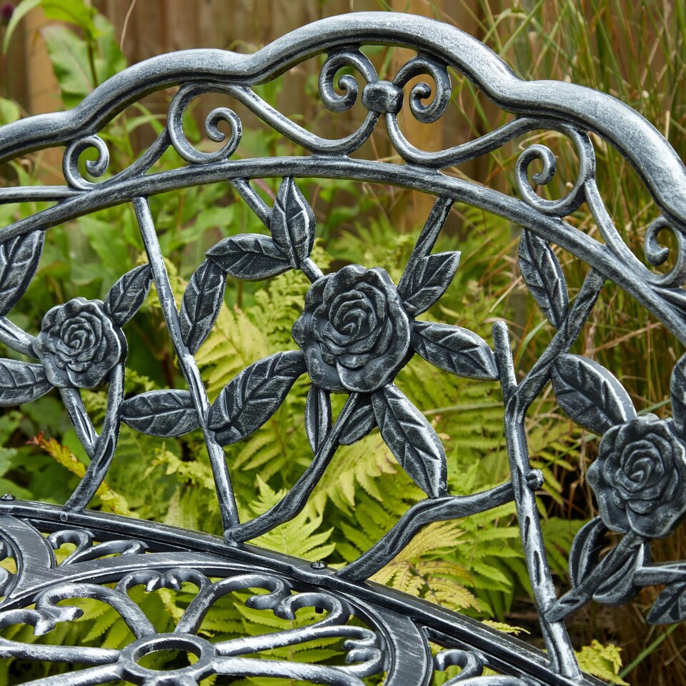 image 1 of Cast Aluminium Garden Bench Metal Frame 2 Seater Patio Chair Outdoor Seating | Grey