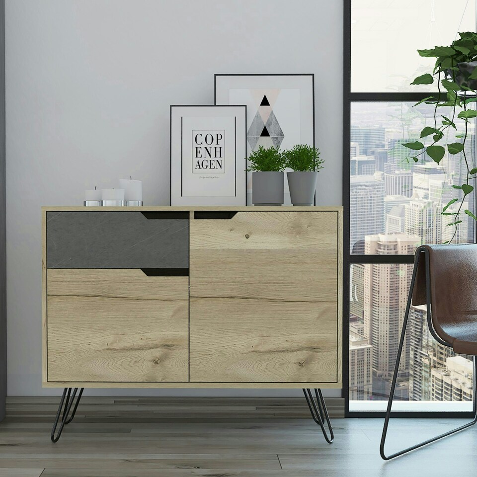 image 1 of Core Products Manhattan, Small Sideboard With 2 Doors & 1 Drawer H80cm x W99.2cm x D39cm Brown