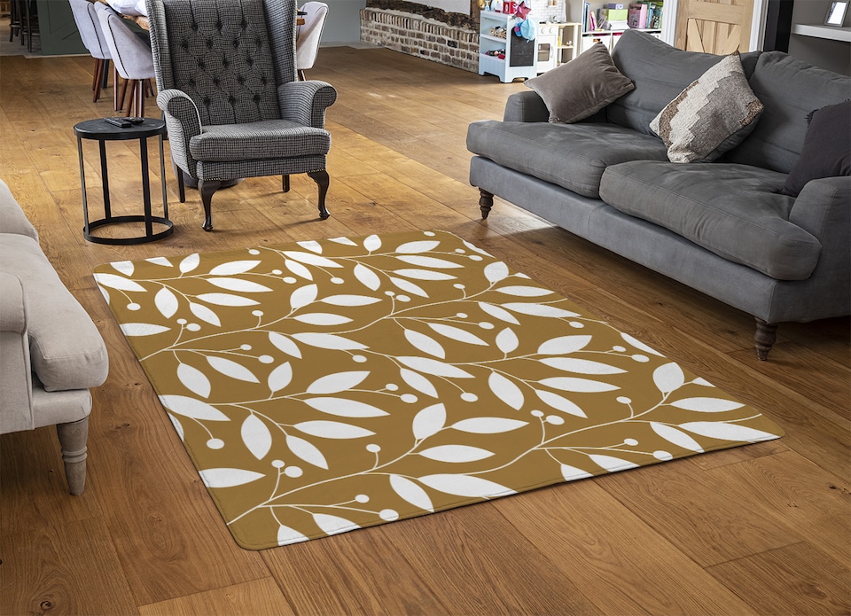 image 1 of White Leaves Rug | Multi
