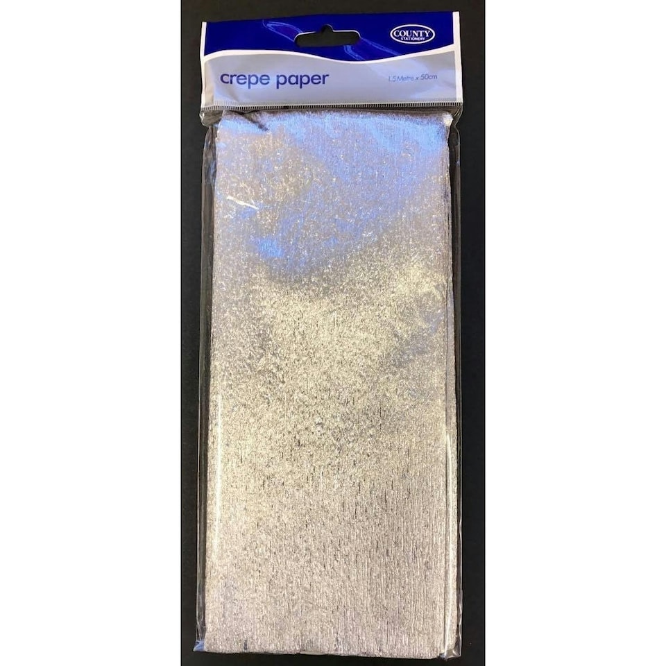 County Metallic Crepe Paper - Silver - One Size