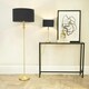 image 1 of ValueLights Maggie Gold Metal Candlestick Floor Lamp with Charcoal Fabric Lamp Shade and LED Bulb