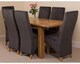 image 2 of Hampton 120-160cm Oak Extending Dining Table and 6 Lola Fabric Chairs | Black | Black