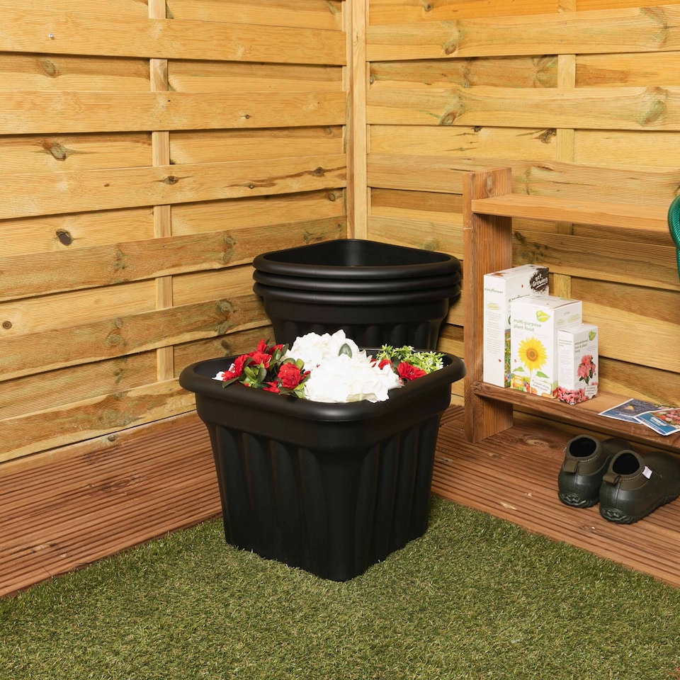 image 1 of Wham Vista 4 x 40cm Corner Plastic Garden Planters | Black | Slate/Black