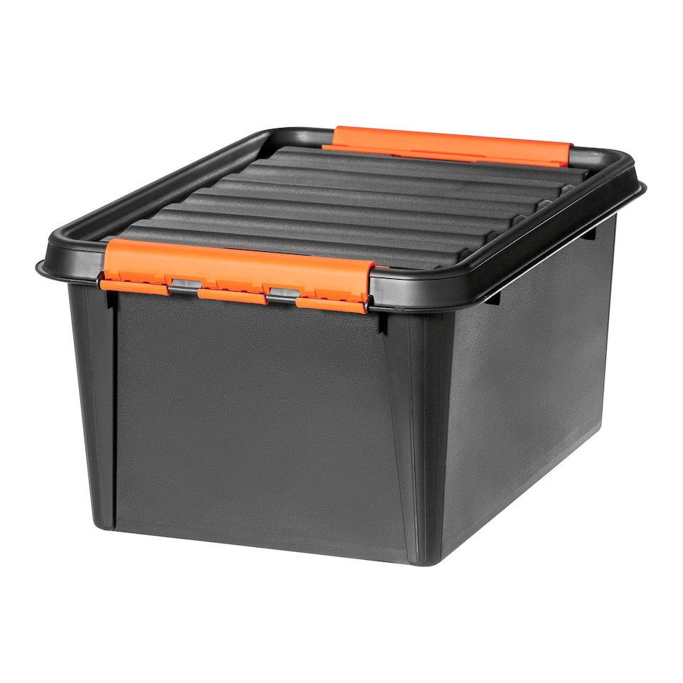 image 1 of 3pk SmartStore Sturdy Pro Storage Clip Boxes, 14L, 32L or 50L | Black | 32l