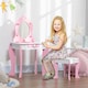image 7 of ZONEKIZ Kids Vanity Set w/ Mirror, Drawer, Cute Patterns, for Girls - Pink Pink