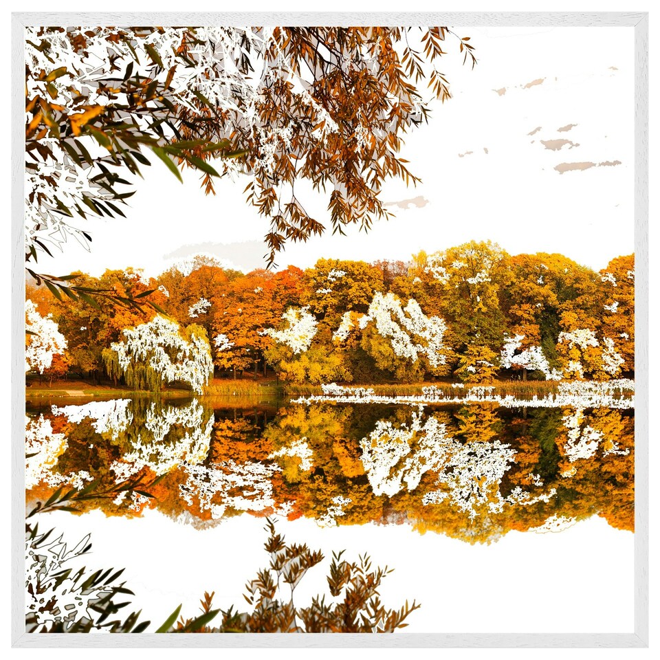 image 1 of Autumn lake (Picture Frame) White | XS