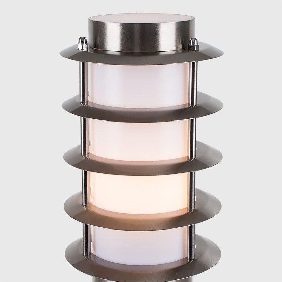 image 1 of ValueLights Wharf Pair Silver 1m Outdoor Bollard Lights and Warm White Bulb