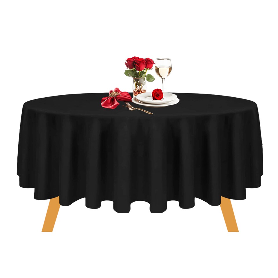 image 1 of Round Polyester Tablecloth, Premium Linen Table Cover - 108 Inch