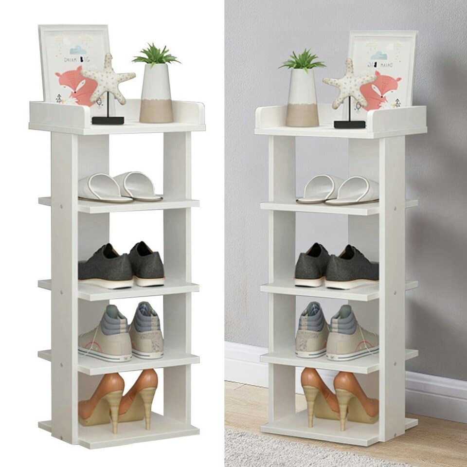 image 1 of Living and Home 5-Tier Shoe Rack Stand Shelf Space Saving - White