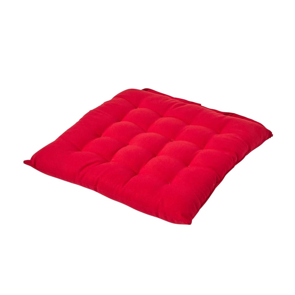 image 1 of Homescapes Seat Pad Luxury Cotton Indoor Outdoor Garden Dining Cushion | Red | 40 x 40 cm | 1