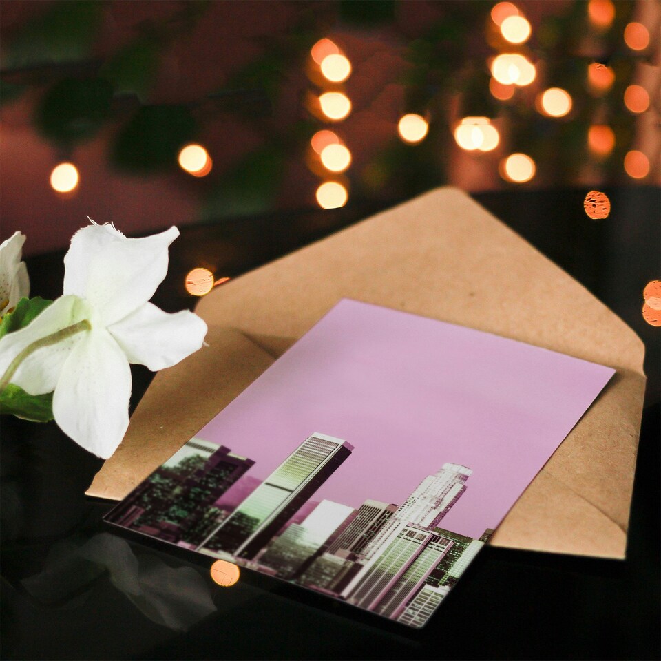 image 1 of Carol M Highsmith Art Card Los Angeles Pink Skyline Photograph
