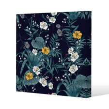 Blue & Yellow Flowers (Canvas Print) 46 x 46 x 4cm