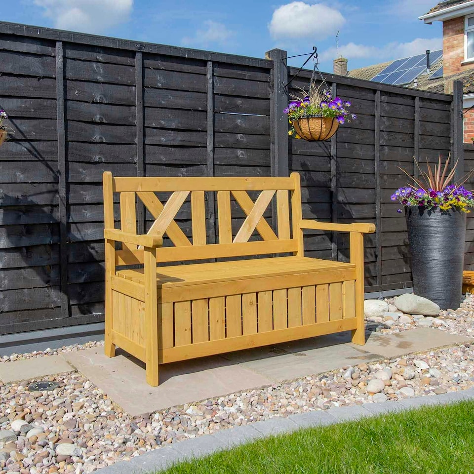 image 1 of Darcy Garden Wooden Storage Bench - Natural