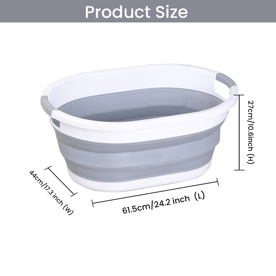 image 1 of 39L Collapsible Plastic Laundry Basket, Foldable Washing Laundry Hamper