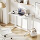 image 4 of COSTWAY Adjustable Height C-Shaped Mobile Standing Desk White White