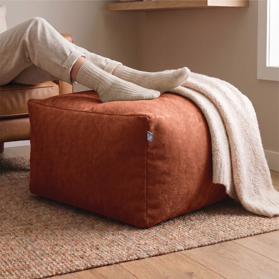 image 1 of rucomfy Indoor Large Ottoman Pouffe - Plush Velora Bean Bag Footstool