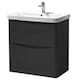 image 1 of Bathroom Floor Standing 2-Drawer Vanity Unit with Basin 800mm Wide - Matt Graphite - (Arch) - Brassware Not Included | Grey | Grey | 1