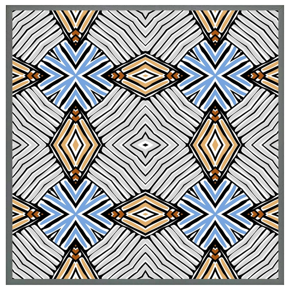 image 1 of Abstract geometric shapes & hand drawn brush stokes (Picture Frame) | Brown | Oak | XL