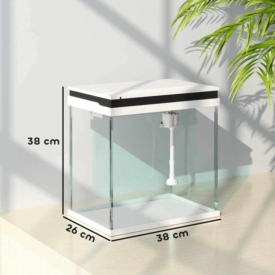 image 1 of PawHut 26L Small Fish Tank with Filter System, LED Lights, Water Pump, White