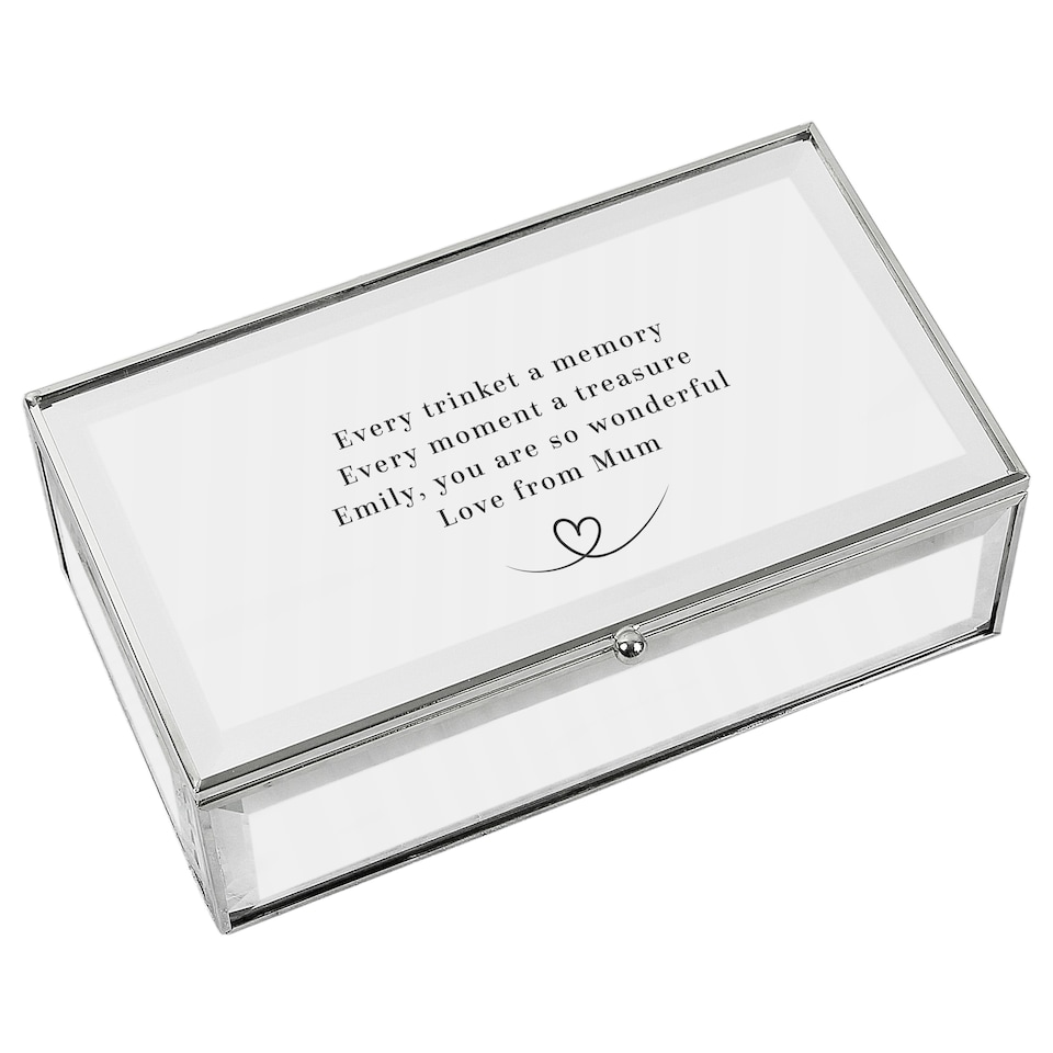 image 1 of Personalised Heart Mirrored Jewellery Box