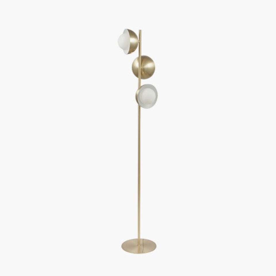 image 1 of Brass Metal and White Orb Dome Floor Lamp
