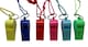 image 3 of Bag of 100 Light Blue Plastic Whistles with Lanyard Neck Cord