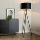 image 1 of ValueLights Camden Black Tripod Floor Lamp Black Velvet & Gold Shade & Bulb Black