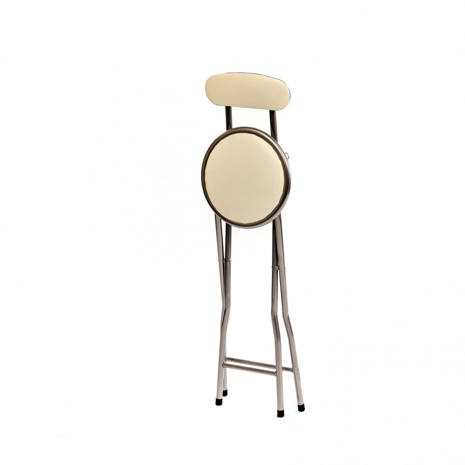 image 1 of White Padded Folding High Chair Breakfast Kitchen Bar Stool Seat | White