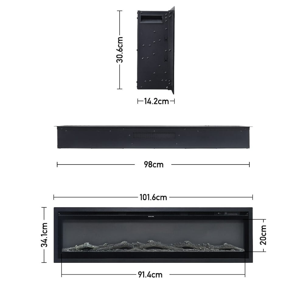 image 1 of Living and Home 40 Inch Electric Fireplace - Recessed/Wall-Mounted/Freestanding with Remote Control,1500W