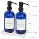 image 1 of Harbour Housewares 2pc Glass Soap Dispenser Set with Ceramic Tray & Labels - 500ml - Blue/White