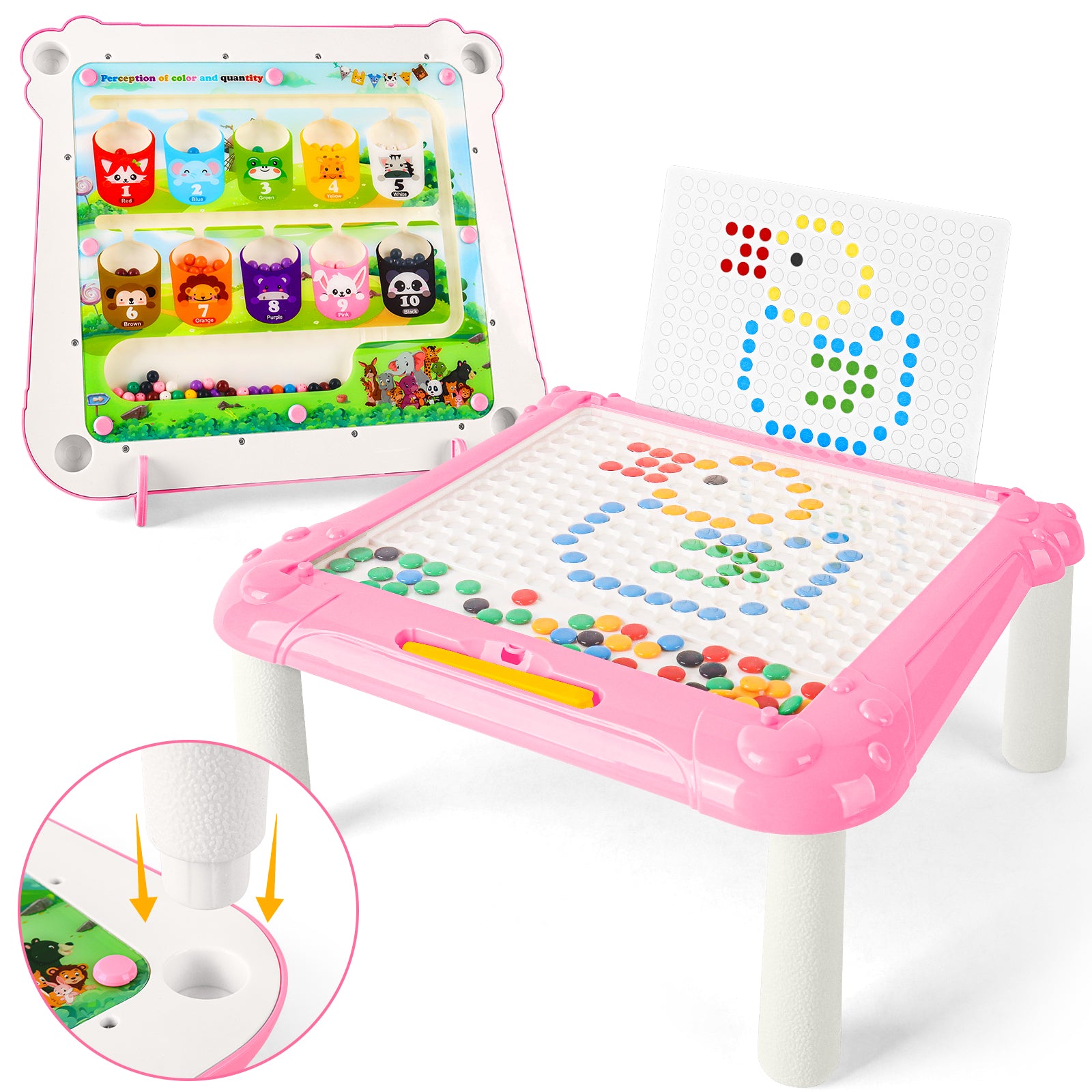 2-in-1 Drawing & Maze Board - Double-Sided Montessori Travel Toy with Pen & 20 Pattern Cards, Fine Motor Skills & Logic Development, Portable Educational Toy for Children Ages 3+ (Pink)