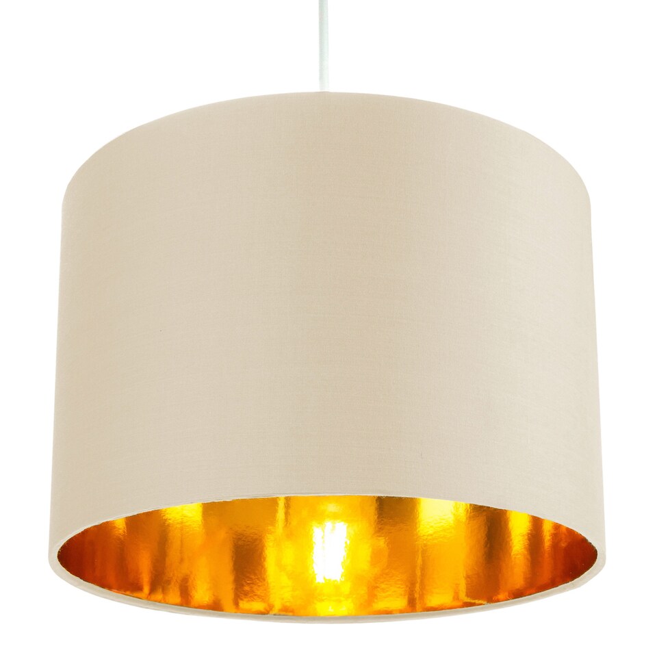 image 1 of Contemporary Cream Cotton 10 Table/Pendant Lamp Shade with Shiny Copper Inner | Cream
