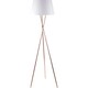 image 2 of First Choice Lighting Pair Copper Tripod Floor Lamp with White Fabric Shade Copper | White