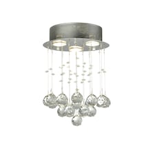 3LT CHROME CEILING FLUSH WITH ACRYLIC DROPS