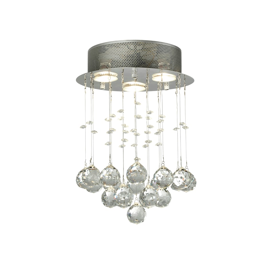 image 1 of 3LT CHROME CEILING FLUSH WITH ACRYLIC DROPS