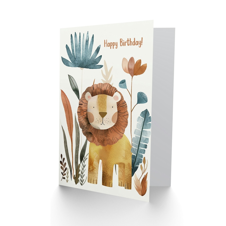image 1 of Cute Safari Jungle Plants Illustration Girl Daughter Son Birthday Card